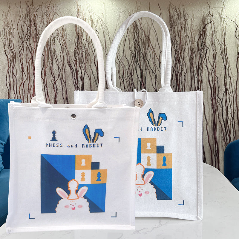 Chess Canvas Bag - with Buckle & Inner Pocket, Large-Capacity, Casual Shoulder Bag, Dirt-Resistant & Versatile, Chess-Themed Handbag