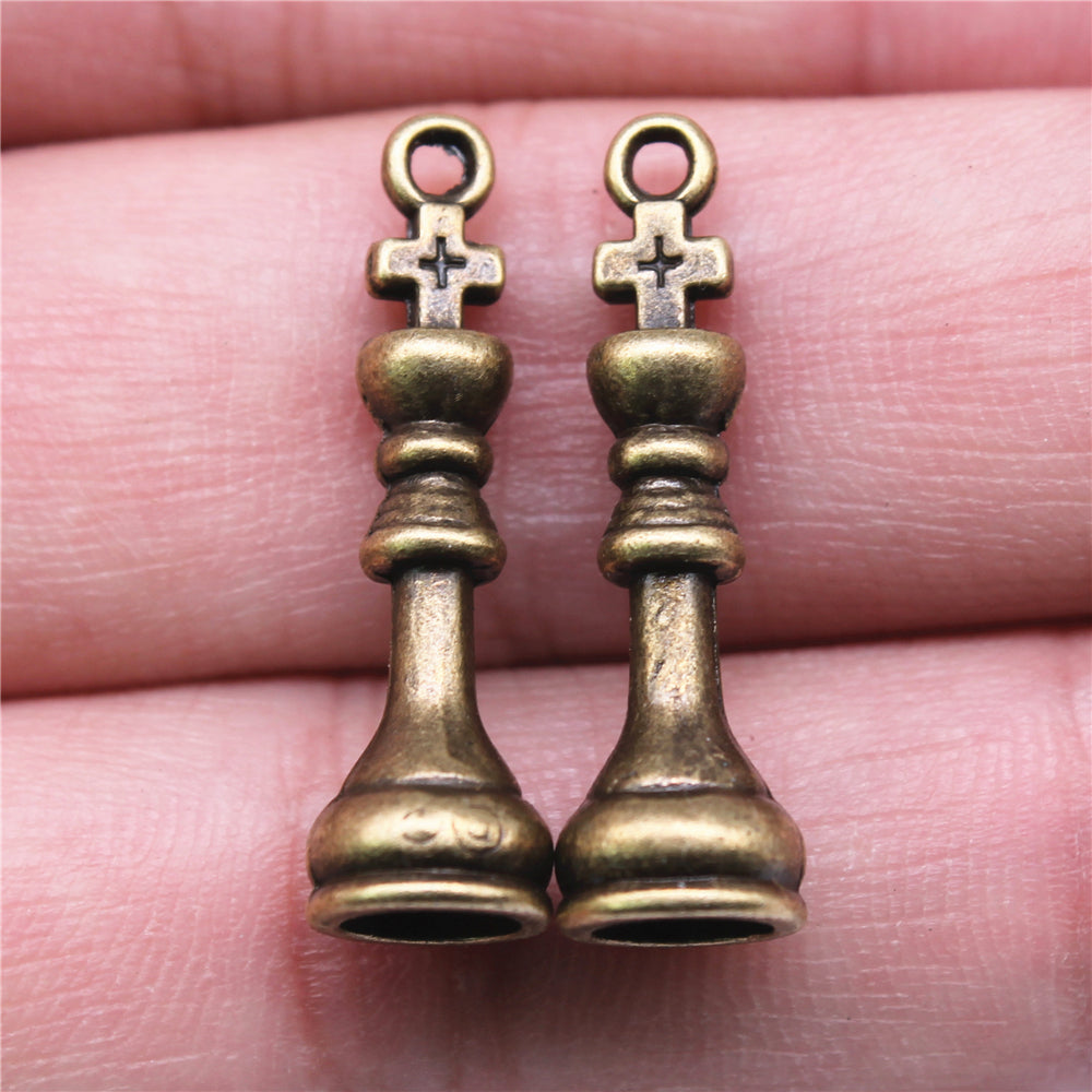 Ancient Bronze & Ancient Silver Chess King Pendant