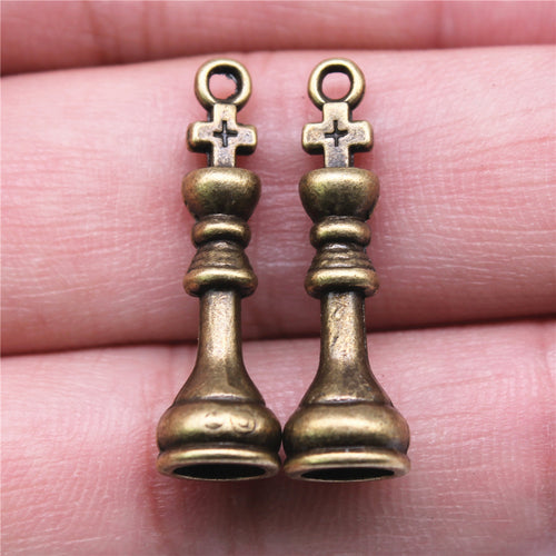 Ancient Silver Chess King Pendant