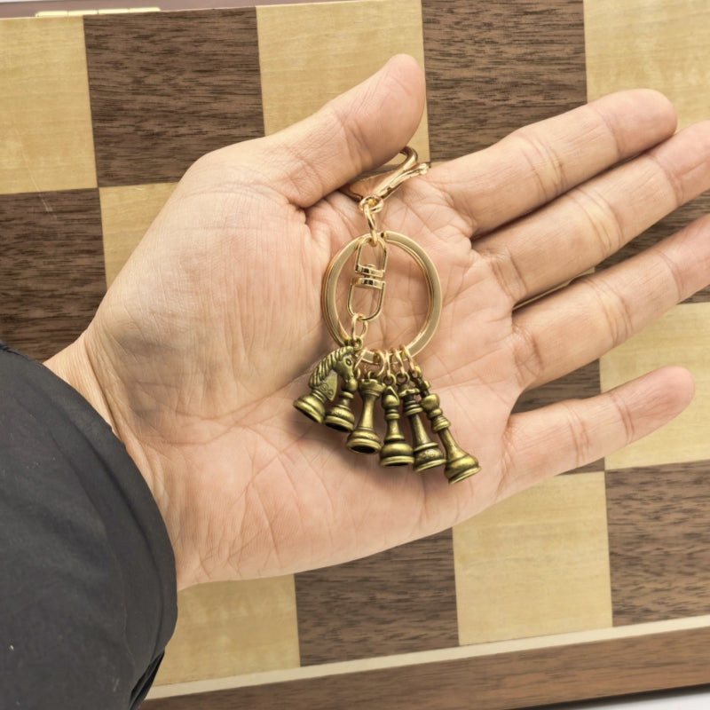 Golden Chess Piece Key Chain Set