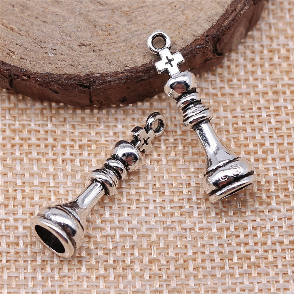 Ancient Bronze & Ancient Silver Chess King Pendant