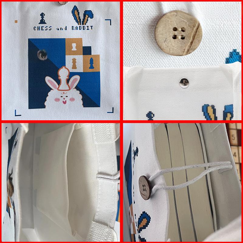 Chess Canvas Bag - with Buckle & Inner Pocket, Large-Capacity, Casual Shoulder Bag, Dirt-Resistant & Versatile, Chess-Themed Handbag