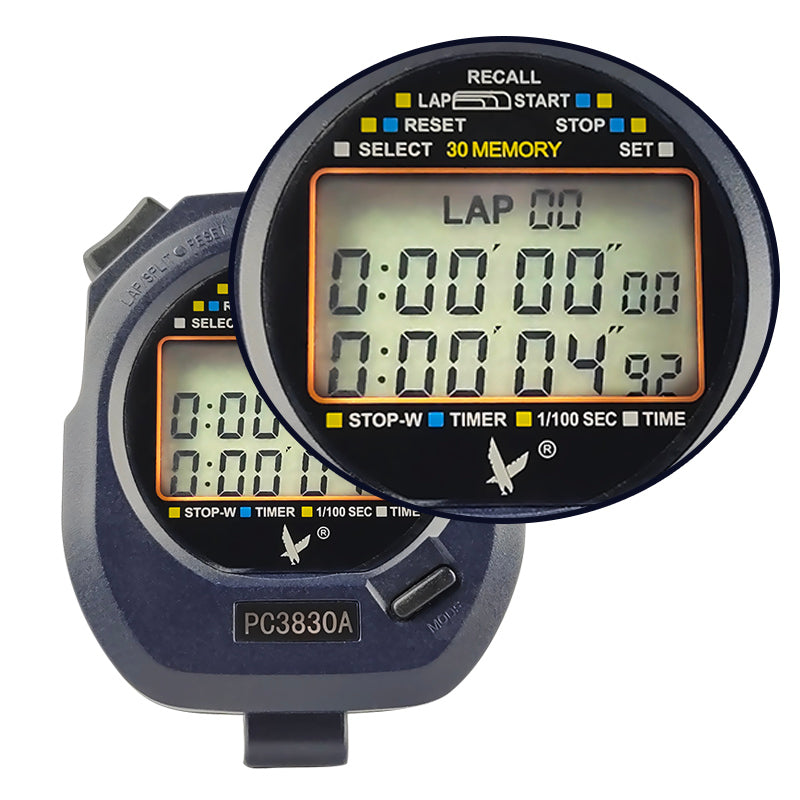 Sports Stopwatch Timer Lap Split Memory Digital Stopwatch PC3830A