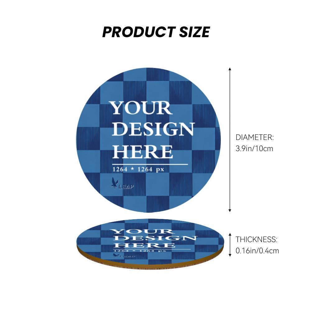 MDF Cork Coaster 4 Pcs