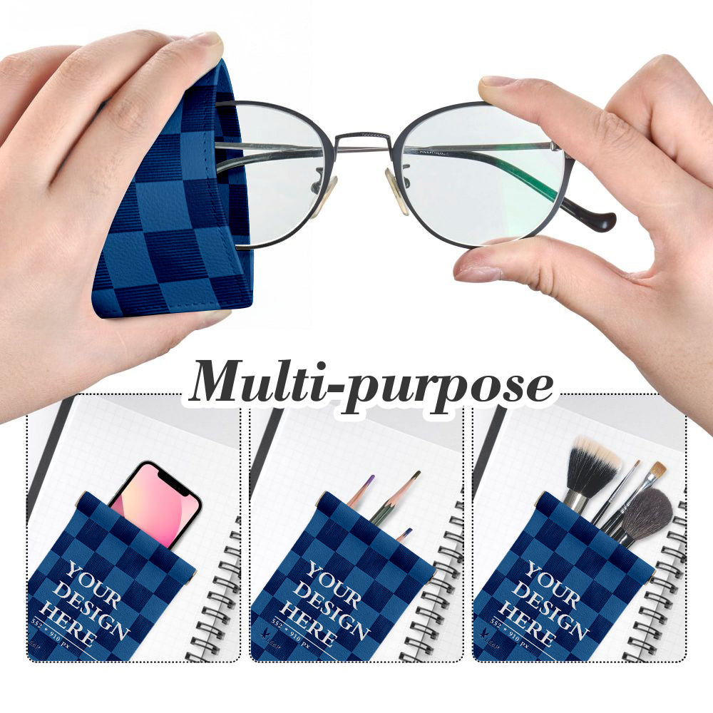 Portable Squeeze Top Leather Glasses Case