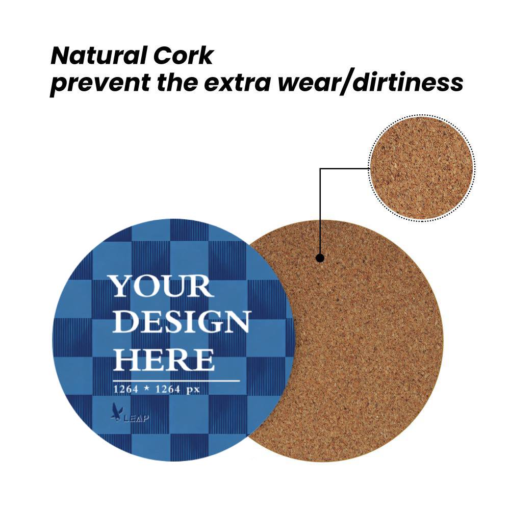 MDF Cork Coaster 4 Pcs