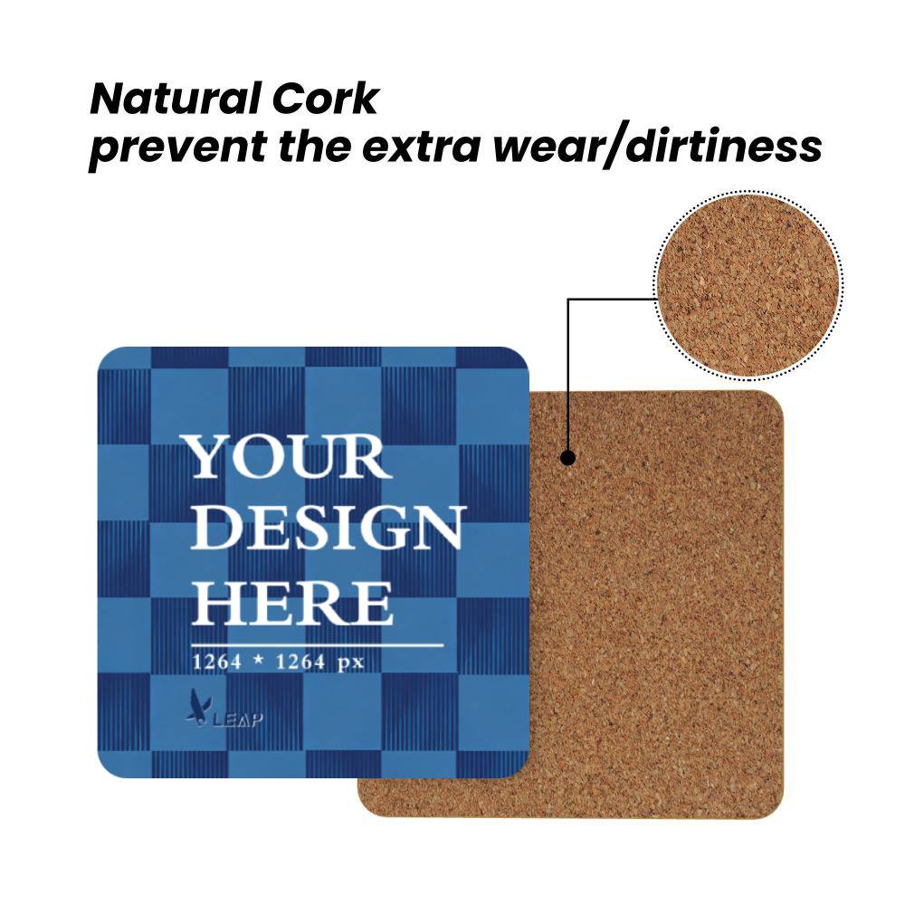 MDF Cork Coaster 4 Pcs