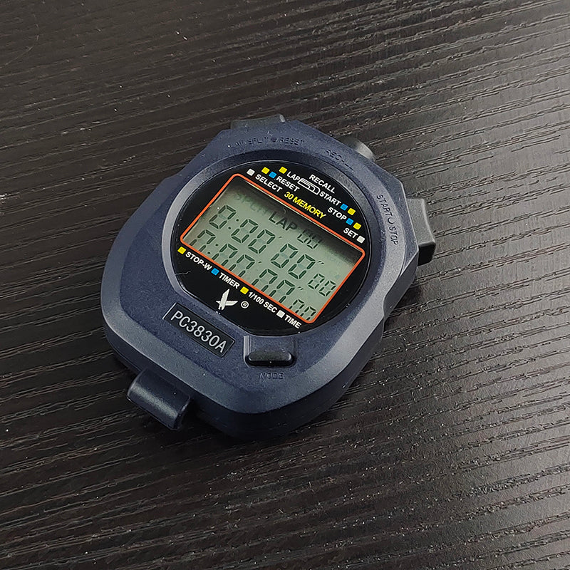Sports Stopwatch Timer Lap Split Memory Digital Stopwatch PC3830A