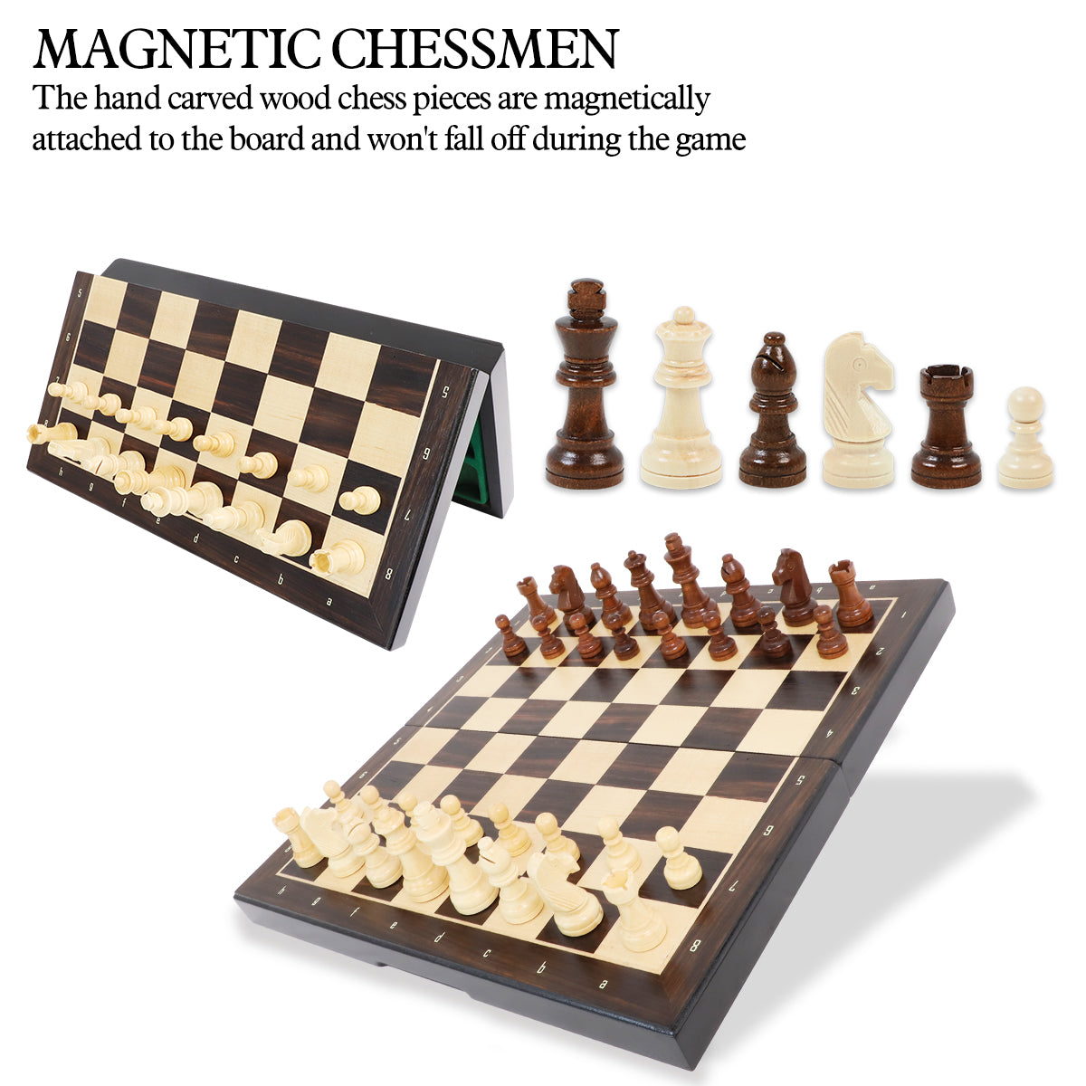 Masterpiece in Walnut: 13" Professional Magnetic Wooden Chess Set