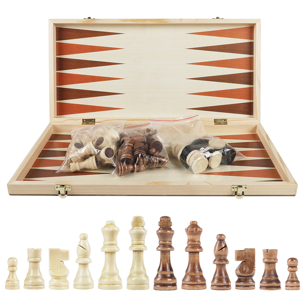 WG-QX03 Folding wooden 3-in-1 chess set