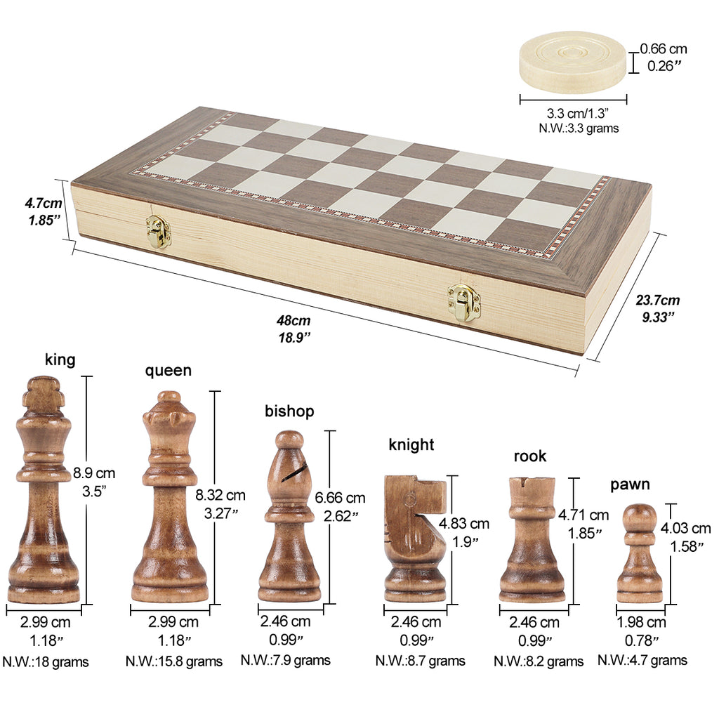 WG-QX03 Folding wooden 3-in-1 chess set