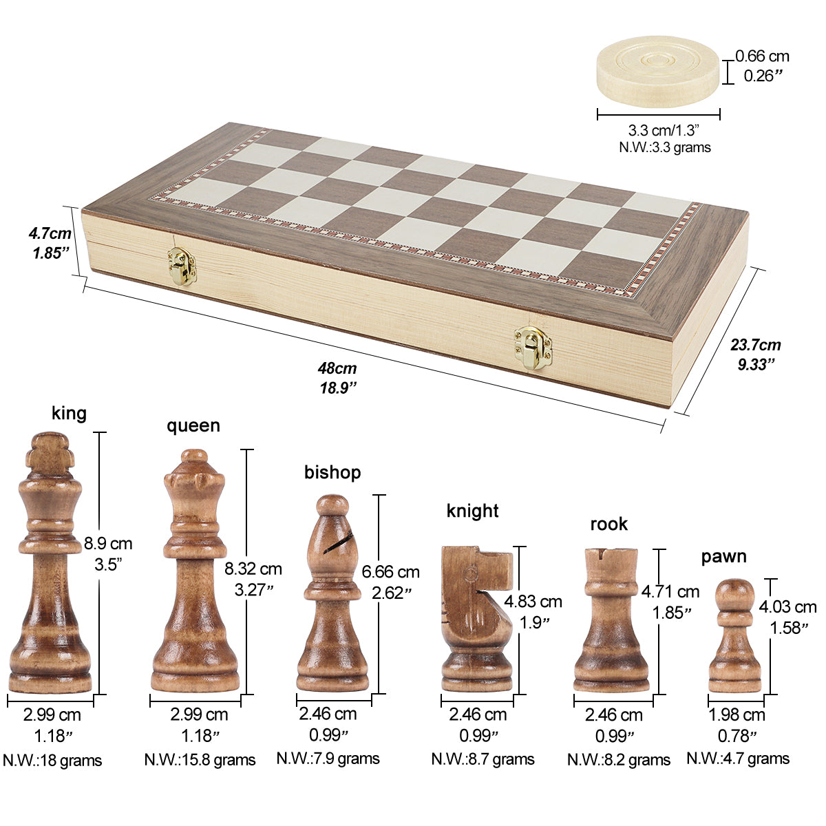 WG-QX03 Folding wooden 3-in-1 chess set