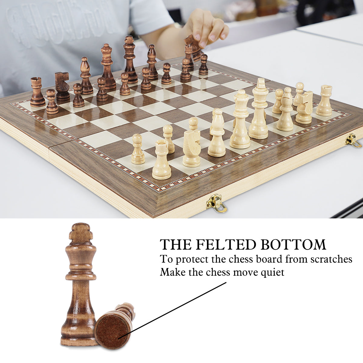 WG-QX03 Folding wooden 3-in-1 chess set