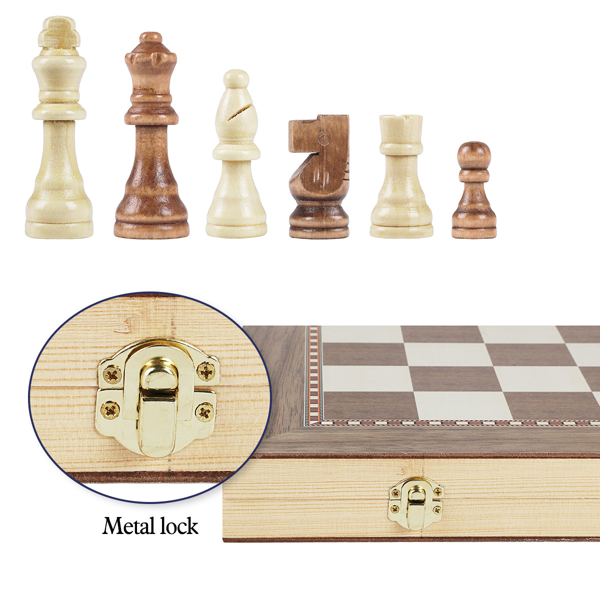 WG-QX03 Folding wooden 3-in-1 chess set