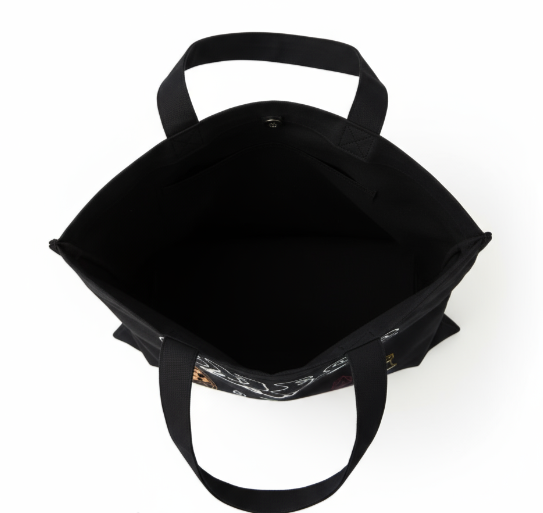 Chess Canvas Bag - Black with Zipper Pocket, Casual Shoulder Bag, Dirt-Resistant & Versatile, Chess Piece Design Handbag