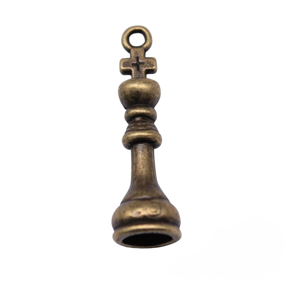 Ancient Bronze & Ancient Silver Chess King Pendant