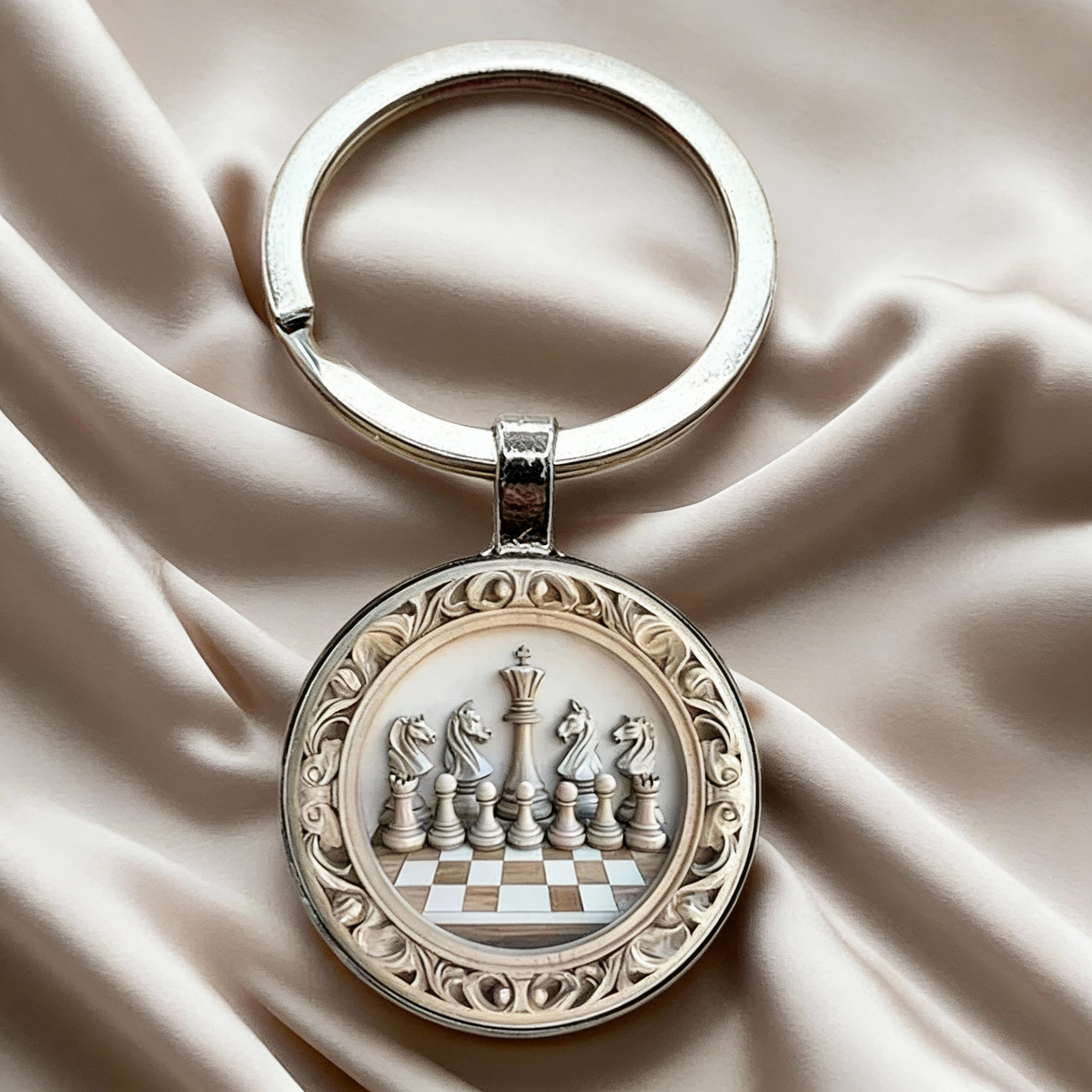 Round Alloy Glass Keychain